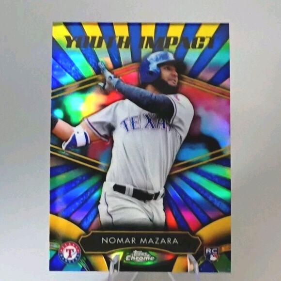 2016 Topps Chrome - Youth Impact Nomar Mazara #YI-13 (RC) REFRACTOR - Picture 2 of 7